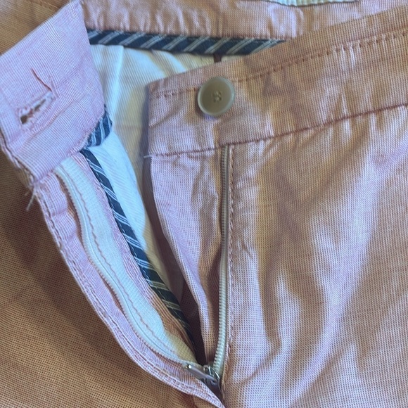 Sz 32 Brax Mia Turn Up peachy pink micro checked straight  leg zippered pants - Picture 14 of 16